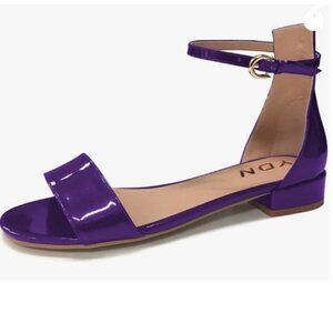 YDN Dark Purple Block Low Heel Sandals Open Toe Ankle Strap Walking Dress Shoes